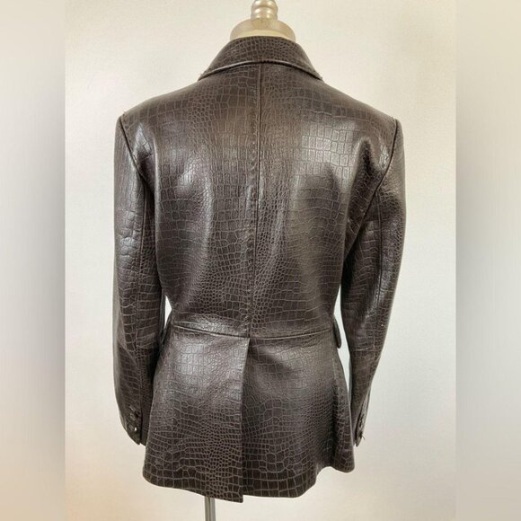 Elie Tahari Women's Brown Leather Jacket, size Medium (8) - Picture 4 of 8